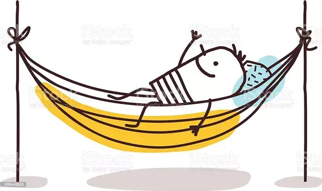 Cartoon man having a rest in a hammock vector id535443330