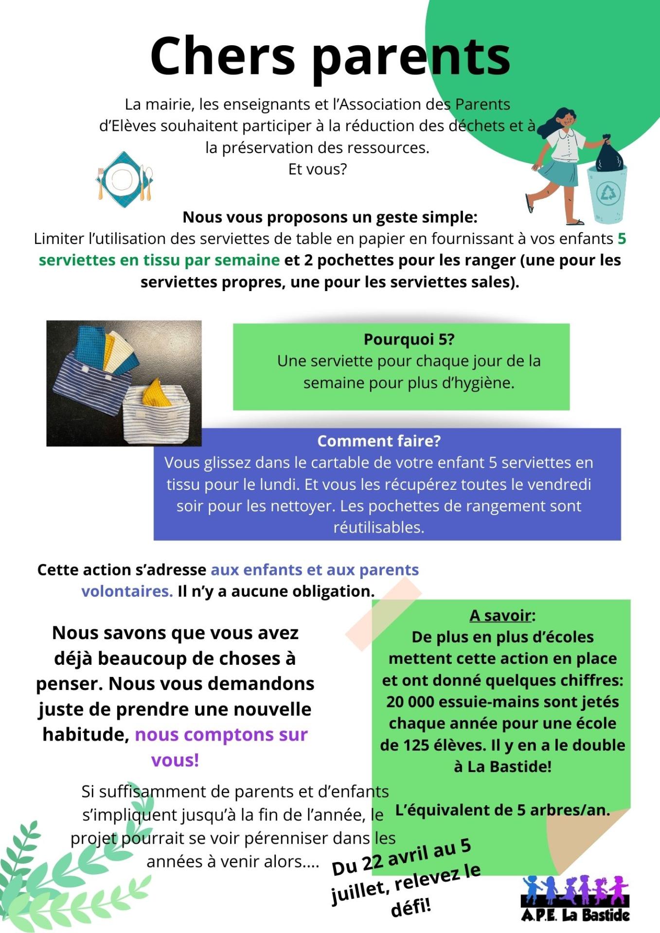 Flyer parents serviettes