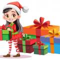 Personnage dessin anime lutin noel boite cadeau 1308 133033